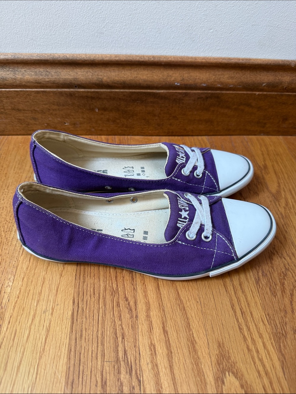 Converse All Star Ballet Lace Low Cut Canvas Sneakers Slip On Purple Women’s 7 - Picture 2 of 8